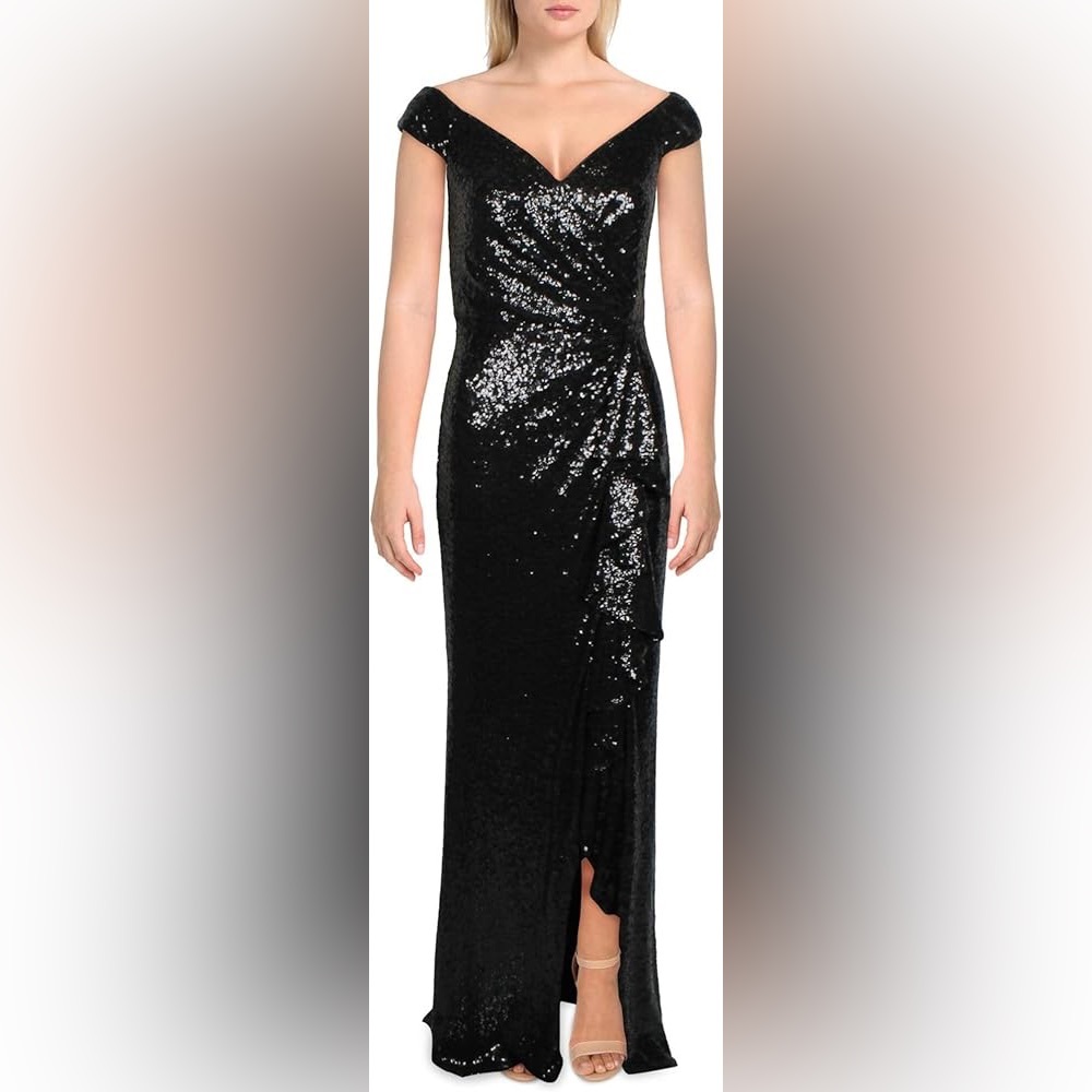 Tadashi Shoji Black Sequence dress slit at leg
New with tags never been worn!